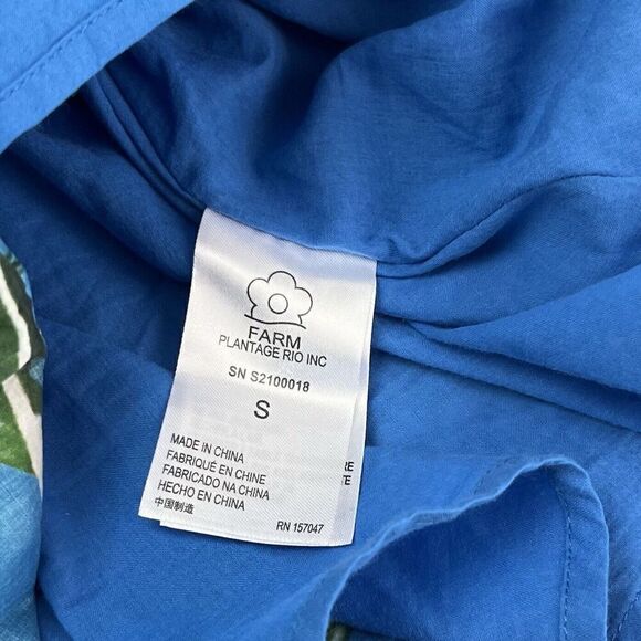 Farm Rio Dream Garden Floral Midi Dress S Puff Sleeve Colorful Tropical Poplin - Picture 15 of 16